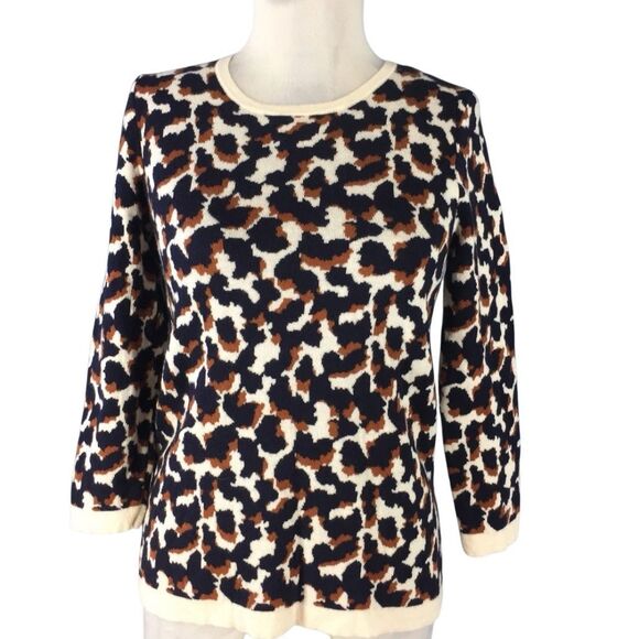 Ann Taylor Scoopneck 3/4 Sleeve Animal Print Sweater. S. Wool Blend - Picture 4 of 13